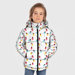 Куртка зимняя для мальчика Новогодняя разноцветная гирлянда, цвет: 3D-красный — фото 2