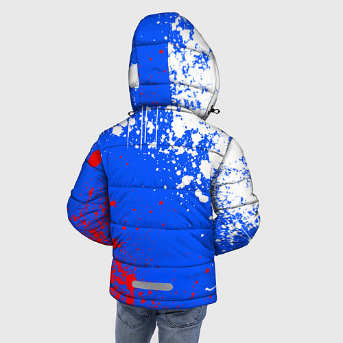 Зимняя куртка для мальчика Флаг России - брызги / 3D-Светло-серый – фото 4