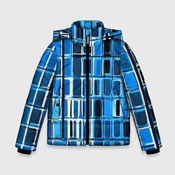Куртка зимняя для мальчика Синие прямоугольники, цвет: 3D-черный