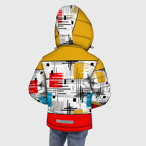 Зимняя куртка для мальчика Узор красного горчичного цвета / 3D-Светло-серый – фото 4