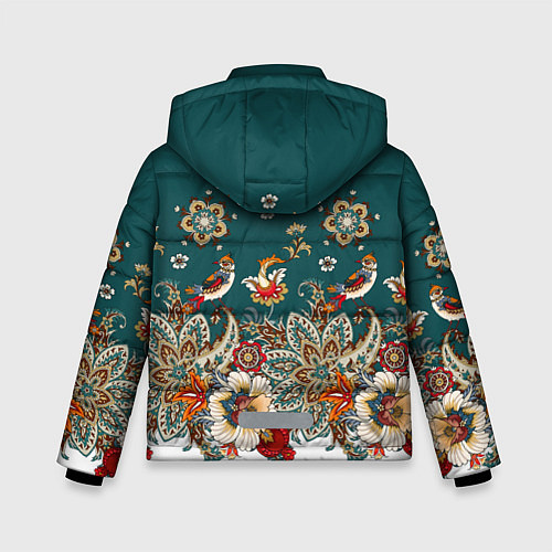 Зимняя куртка для мальчика Индийский орнамент с птицами / 3D-Красный – фото 2