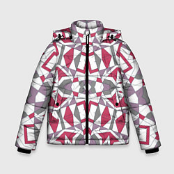 Куртка зимняя для мальчика Геометрический узор красно серый, цвет: 3D-светло-серый
