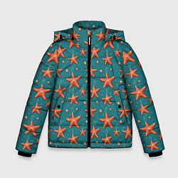 Куртка зимняя для мальчика Морские звезды тоже хотят на ёлку, цвет: 3D-черный
