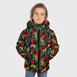 Куртка зимняя для мальчика Ягуар в тропическом лесу, цвет: 3D-черный — фото 2