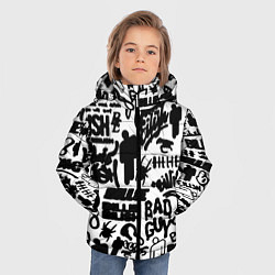 Куртка зимняя для мальчика Билли Айлиш автографы черно белый, цвет: 3D-черный — фото 2