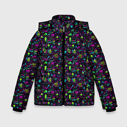 Куртка зимняя для мальчика Принт в стиле киберпанк, цвет: 3D-светло-серый