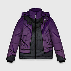 Куртка зимняя для мальчика Фиолетовая косуха лича с черепами, цвет: 3D-светло-серый