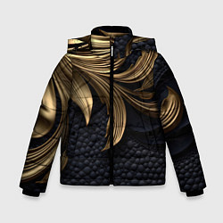 Куртка зимняя для мальчика Золотые узоры в виде листьев, цвет: 3D-красный