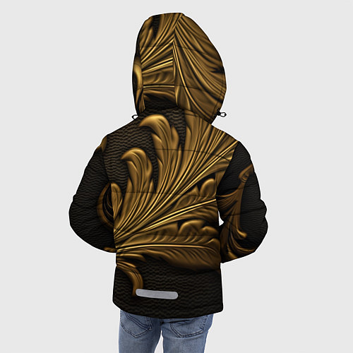 Зимняя куртка для мальчика Золотые узоры листья объемные / 3D-Светло-серый – фото 4