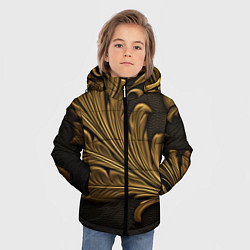 Куртка зимняя для мальчика Золотые узоры листья объемные, цвет: 3D-светло-серый — фото 2