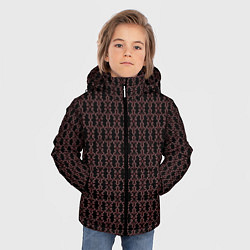 Куртка зимняя для мальчика Узоры бордо паттерн, цвет: 3D-черный — фото 2