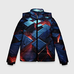 Куртка зимняя для мальчика Синие плиты абстракция разлома, цвет: 3D-черный