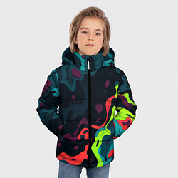 Куртка зимняя для мальчика Яркий кислотный абстрактный камуфляж, цвет: 3D-черный — фото 2