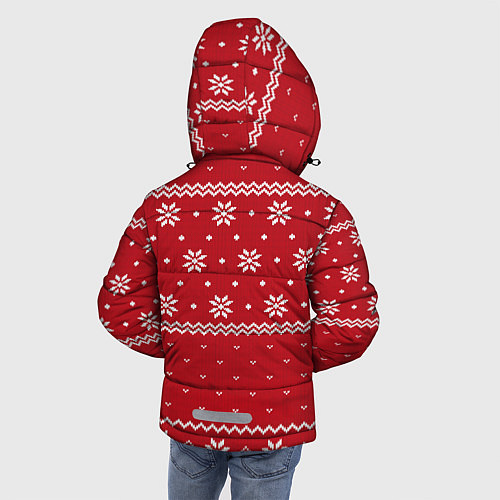 Зимняя куртка для мальчика Новогодний свитер с драконами / 3D-Светло-серый – фото 4