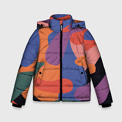Куртка зимняя для мальчика Цветные кляксы, цвет: 3D-черный