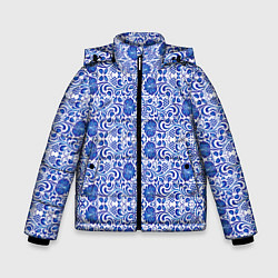 Куртка зимняя для мальчика Гжельская роспись, цвет: 3D-светло-серый