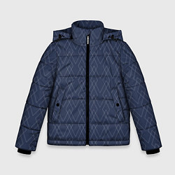 Куртка зимняя для мальчика Серо-синий геометричные линии, цвет: 3D-светло-серый