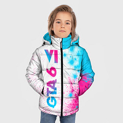 Куртка зимняя для мальчика GTA 6 neon gradient style по-вертикали, цвет: 3D-черный — фото 2