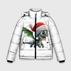Куртка зимняя для мальчика Милый дракончик, в шапке деда мороза, цвет: 3D-красный