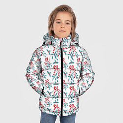 Куртка зимняя для мальчика Веточки омелы и остролиста для праздника, цвет: 3D-светло-серый — фото 2