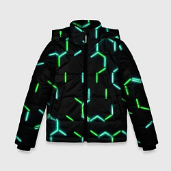 Зимняя куртка для мальчика Зеленые неоновые неполные гексагоны
