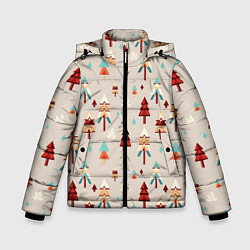 Куртка зимняя для мальчика Елочный узор, цвет: 3D-черный