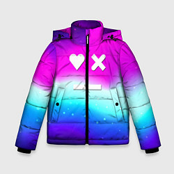 Куртка зимняя для мальчика Love death robots neon gradient serial, цвет: 3D-черный
