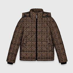 Куртка зимняя для мальчика Ажурный тёмно-коричневый, цвет: 3D-черный