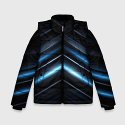 Зимняя куртка для мальчика Синий неоновый яркий свет на черном абстрактном фо