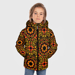 Куртка зимняя для мальчика Хохломская роспись круги из цветов и ягод, цвет: 3D-красный — фото 2