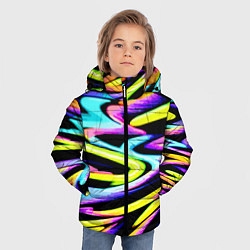 Куртка зимняя для мальчика Экспрессивная неоновая абстракция, цвет: 3D-светло-серый — фото 2