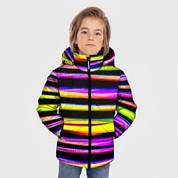 Куртка зимняя для мальчика Цветные неоновые полосы, цвет: 3D-светло-серый — фото 2