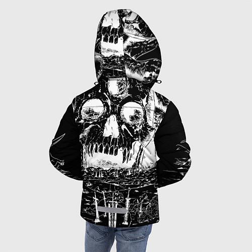 Зимняя куртка для мальчика Череп черного клевера / 3D-Светло-серый – фото 4