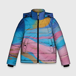Зимняя куртка для мальчика Жидкая синяя и розовая краска