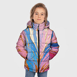 Куртка зимняя для мальчика Жидкая краска синего и розового цвета с золотой кр, цвет: 3D-светло-серый — фото 2