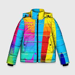 Куртка зимняя для мальчика Цветная абстракция - поп арт, цвет: 3D-черный
