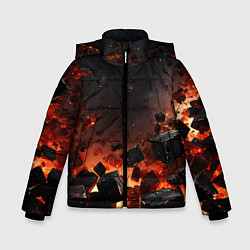 Куртка зимняя для мальчика Взрыв плит и огонь, цвет: 3D-светло-серый