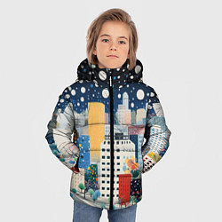 Куртка зимняя для мальчика Новогодний ночной город, цвет: 3D-черный — фото 2
