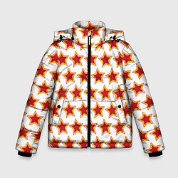 Куртка зимняя для мальчика Красные звезды с контуром, цвет: 3D-светло-серый