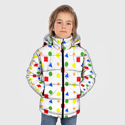 Куртка зимняя для мальчика Разноцветные геометрические фигурки, цвет: 3D-светло-серый — фото 2