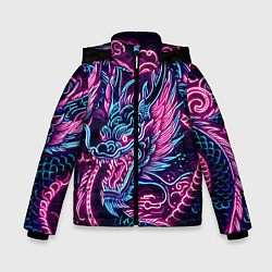 Куртка зимняя для мальчика Neon Japanese dragon - irezumi, цвет: 3D-черный