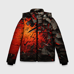 Куртка зимняя для мальчика Черные камни на красном взрыв, цвет: 3D-светло-серый