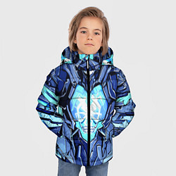 Куртка зимняя для мальчика Синий череп киберпанк, цвет: 3D-светло-серый — фото 2
