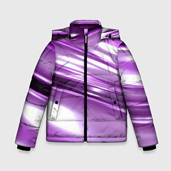 Куртка зимняя для мальчика Нежные фиолетовые полосы абстракта, цвет: 3D-светло-серый