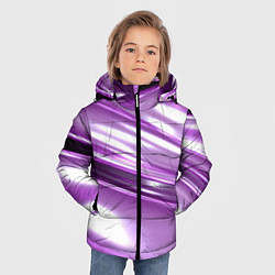 Куртка зимняя для мальчика Нежные фиолетовые полосы абстракта, цвет: 3D-светло-серый — фото 2