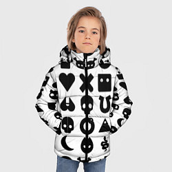 Куртка зимняя для мальчика Love death robots pattern white, цвет: 3D-светло-серый — фото 2