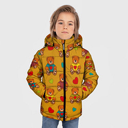 Куртка зимняя для мальчика Игрушечные мишки и разноцветные сердца, цвет: 3D-красный — фото 2