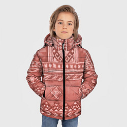 Куртка зимняя для мальчика Красный славянский орнамент, цвет: 3D-красный — фото 2