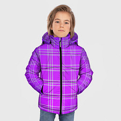 Куртка зимняя для мальчика Фиалковая шотландская клетка, цвет: 3D-черный — фото 2
