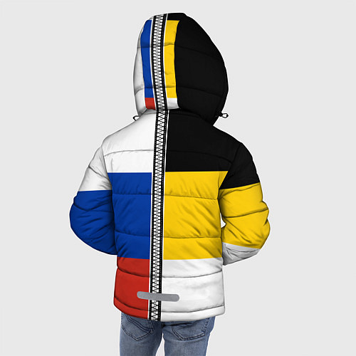 Зимняя куртка для мальчика Россия - патриот / 3D-Светло-серый – фото 4